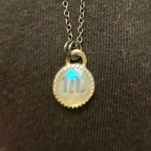 Sterling Silver Scorpio Zodiac Symbol Opal Pendant Necklace